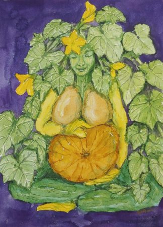 gourd goddess - watercolor