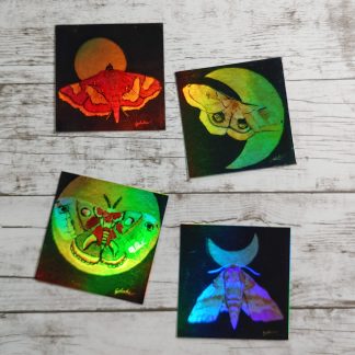 holographic moth stickers